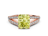Rose gold Fancy Yellow Radiant Cut Diamond Split Shank Pavé Engagement Ring with Four-Prong Setting_92