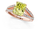Rose gold Fancy Yellow Radiant Cut Diamond Split Shank Pavé Engagement Ring with Four-Prong Setting_93