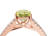 Rose gold Fancy Yellow Radiant Cut Diamond Split Shank Pavé Engagement Ring with Four-Prong Setting_96