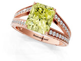 Rose gold Fancy Yellow Radiant Cut Diamond Split Shank Ring with Pavé Band and Four-Prong Setting_76