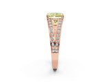 Rose gold Fancy Yellow Radiant Cut Diamond Split Shank Ring with Pavé Band and Four-Prong Setting_77