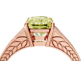 Rose gold Fancy Yellow Radiant Cut Diamond Split Shank Ring with Pavé Band and Four-Prong Setting_79