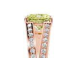 Rose gold Fancy Yellow Radiant Cut Diamond Split Shank Ring with Pavé Band and Four-Prong Setting_80