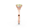 Rose gold Fancy Yellow Radiant Cut Diamond Three-Stone Engagement Ring with Prong Setting and Pavé Band_2
