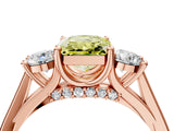 Rose gold Fancy Yellow Radiant Cut Diamond Three-Stone Engagement Ring with Prong Setting and Pavé Band_4