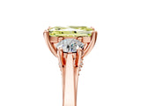 Rose gold Fancy Yellow Radiant Cut Diamond Three-Stone Engagement Ring with Prong Setting and Pavé Band_5