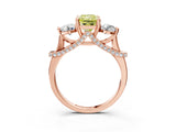 Rose gold Fancy Yellow Radiant Cut Diamond Three-Stone Ring with Prong Setting and Pavé Band_3