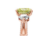 Rose gold Fancy Yellow Radiant Cut Diamond Three-Stone Ring with Prong Setting and Pavé Band_5