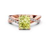 Rose gold Fancy Yellow Radiant  Cut Diamond Twist Band Solitaire with Prong Setting_24