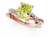 Rose gold Fancy Yellow Radiant  Cut Diamond Twist Band Solitaire with Prong Setting_25