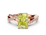 Rose gold Fancy Yellow Radiant  Cut Diamond Twisted Band Engagement Ring with Prong Setting_3