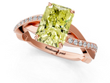 Rose gold Fancy Yellow Radiant  Cut Diamond Twisted Band Engagement Ring with Prong Setting_4