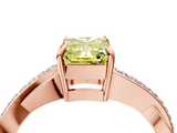Rose gold Fancy Yellow Radiant  Cut Diamond Twisted Band Engagement Ring with Prong Setting_7