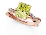 Rose gold Fancy Yellow Radiant  Cut Diamond Twisted Band with Pavé Setting and Four-Prong Setting_21