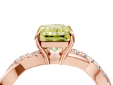 Rose gold Fancy Yellow Radiant  Cut Diamond Twisted Band with Pavé Setting and Four-Prong Setting_24