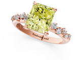 Rose gold Fancy Yellow Radiant  Cut Diamond Vine Band with Four-Prong Setting_57