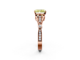 Rose gold Fancy Yellow Radiant  Cut Diamond with Milgrain Marquise and Bezel Accents on a Solitaire Band with Prong Setting_194