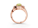 Rose gold Fancy Yellow Radiant  Cut Double Halo Diamond Engagement Ring with Pave Band and Four-Prong Setting_46