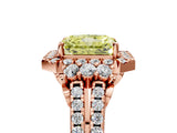 Rose gold Fancy Yellow Radiant  Cut Double Halo Diamond Engagement Ring with Pave Band and Four-Prong Setting_48
