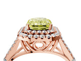 Rose gold Fancy Yellow Radiant  Cut Double Halo Split Shank Diamond Ring with Prong Setting_52