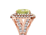 Rose gold Fancy Yellow Radiant  Cut Double Halo Split Shank Diamond Ring with Prong Setting_53