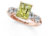 Rose gold Fancy Yellow Radiant  Cut Five-Stone Prong Set Diamond Ring with Classic Band_33