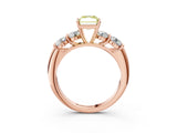 Rose gold Fancy Yellow Radiant  Cut Five-Stone Prong Set Diamond Ring with Classic Band_35