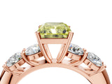 Rose gold Fancy Yellow Radiant  Cut Five-Stone Prong Set Diamond Ring with Classic Band_36