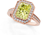 Rose gold Fancy Yellow Radiant Cut Halo Bezel Diamond Pave Band Ring_1