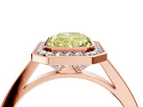 Rose gold Fancy Yellow Radiant Cut Halo Bezel Diamond Pave Band Ring_4