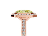 Rose gold Fancy Yellow Radiant Cut Halo Bezel Diamond Pave Band Ring_5