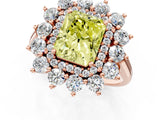 Rose gold Fancy Yellow Radiant Cut Halo Cluster Diamond Ring with Pave Band and Four-Prong Setting_13