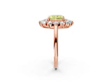 Rose gold Fancy Yellow Radiant Cut Halo Cluster Diamond Ring with Pave Band and Four-Prong Setting_14