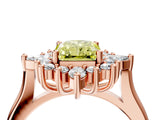 Rose gold Fancy Yellow Radiant Cut Halo Diamond Cluster Ring with Marquise and Round Stones on a White Gold Band with Prong Setting_4