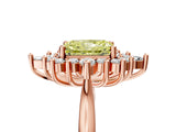 Rose gold Fancy Yellow Radiant Cut Halo Diamond Cluster Ring with Marquise and Round Stones on a White Gold Band with Prong Setting_5