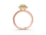 Rose gold Fancy Yellow Radiant  Cut Halo Diamond Engagement Ring with Pave Band and Four-Prong Setting_23