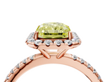 Rose gold Fancy Yellow Radiant  Cut Halo Diamond Engagement Ring with Pave Band and Four-Prong Setting_24