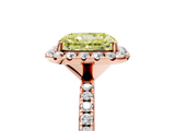 Rose gold Fancy Yellow Radiant  Cut Halo Diamond Engagement Ring with Pave Band and Four-Prong Setting_25