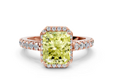 Rose gold Fancy Yellow Radiant  Cut Halo Diamond Engagement Ring with Pave Band and Four-Prong Setting_28