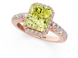 Rose gold Fancy Yellow Radiant  Cut Halo Diamond Engagement Ring with Pave Band and Four-Prong Setting_29