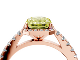 Rose gold Fancy Yellow Radiant  Cut Halo Diamond Engagement Ring with Pave Band and Four-Prong Setting_32