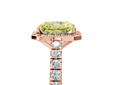 Rose gold Fancy Yellow Radiant  Cut Halo Diamond Engagement Ring with Pave Band and Four-Prong Setting_33