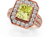 Rose gold Fancy Yellow Radiant Cut Halo Diamond Engagement Ring with Pave Split Shank and Four-Prong Setting_1