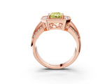Rose gold Fancy Yellow Radiant Cut Halo Diamond Engagement Ring with Pave Split Shank and Four-Prong Setting_3