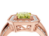 Rose gold Fancy Yellow Radiant Cut Halo Diamond Engagement Ring with Pave Split Shank and Four-Prong Setting_4