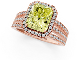 Rose gold Fancy Yellow Radiant  Cut Halo Diamond Engagement Ring with Split Shank and Four-Prong Setting_21