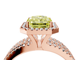 Rose gold Fancy Yellow Radiant  Cut Halo Diamond Engagement Ring with Split Shank and Four-Prong Setting_24