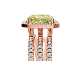 Rose gold Fancy Yellow Radiant  Cut Halo Diamond Engagement Ring with Split Shank and Four-Prong Setting_25