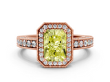 Rose gold Fancy Yellow Radiant  Cut Halo Diamond Pave Band Ring with Four-Prong Setting_54