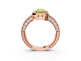 Rose gold Fancy Yellow Radiant  Cut Halo Diamond Pave Band Ring with Four-Prong Setting_57